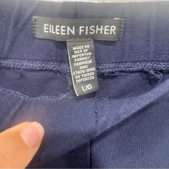 Eileen Fisher Pants Women Large Navy Blue Casual Lagenlook Elastic Waist Capsule - Picture 4 of 6